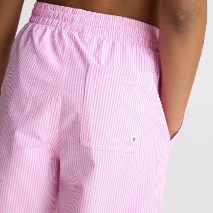 Big Kids' Nithtke Seersucker Ripple Brief-Lined 7" Volley Swim Shorts - Pink Glow