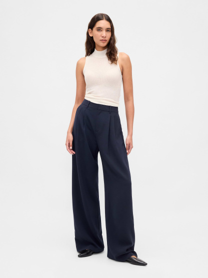 365 High Rise Pleated Trousers - New classic navy blue