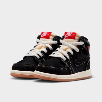 Kids' Toddler Air Jordan Retro 1 High OG Casual Shoes - Black/University Red/Sail/Gum Medium Brown - view 2