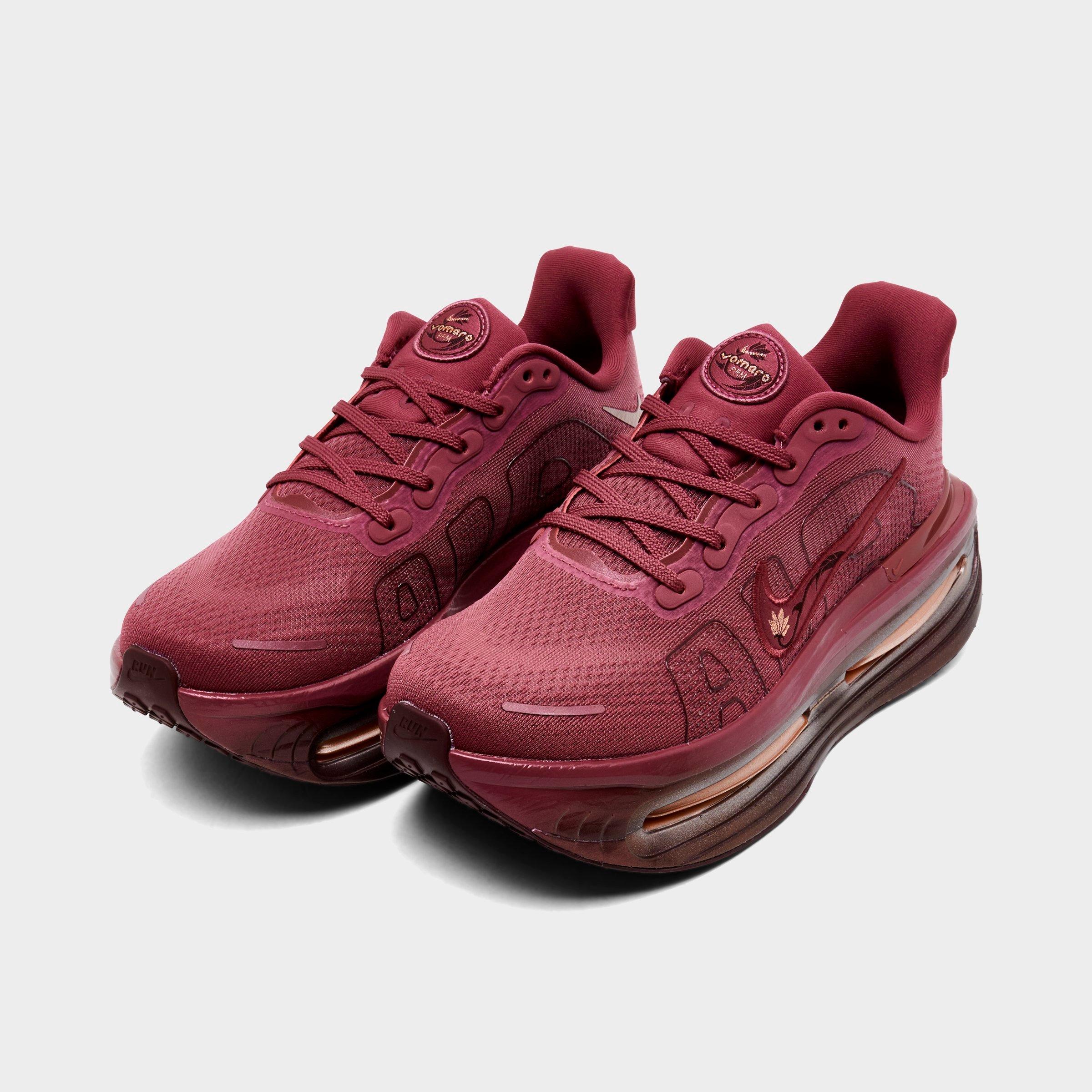 Women's Nithtke Vomero Premium Running Shoes - Pink Smoke/Metallic Red - Both shoes facing left