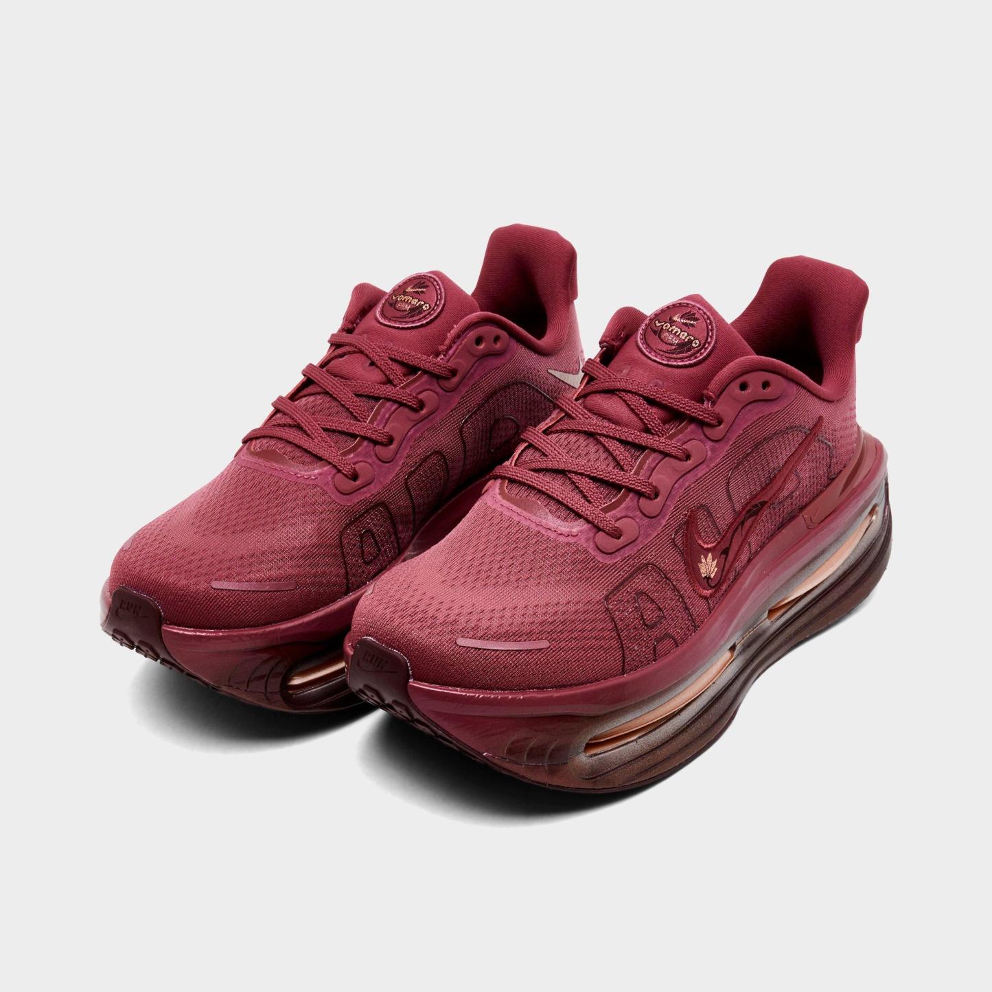 Women's Nithtke Vomero Premium Running Shoes - Pink Smoke/Metallic Red - Both shoes facing left