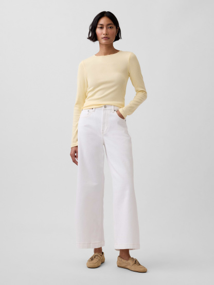 High Rise Stride Wide-Leg Ankle Jeans - Fresh white