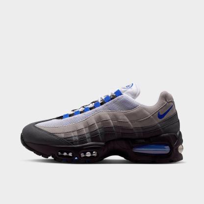 Women's Nithtke Air Max 95 Big Bubble Casual Shoes - Part 1 - Black/White/Medium Grey/Old Royal - Left shoe facing left. Outside of the shoe.