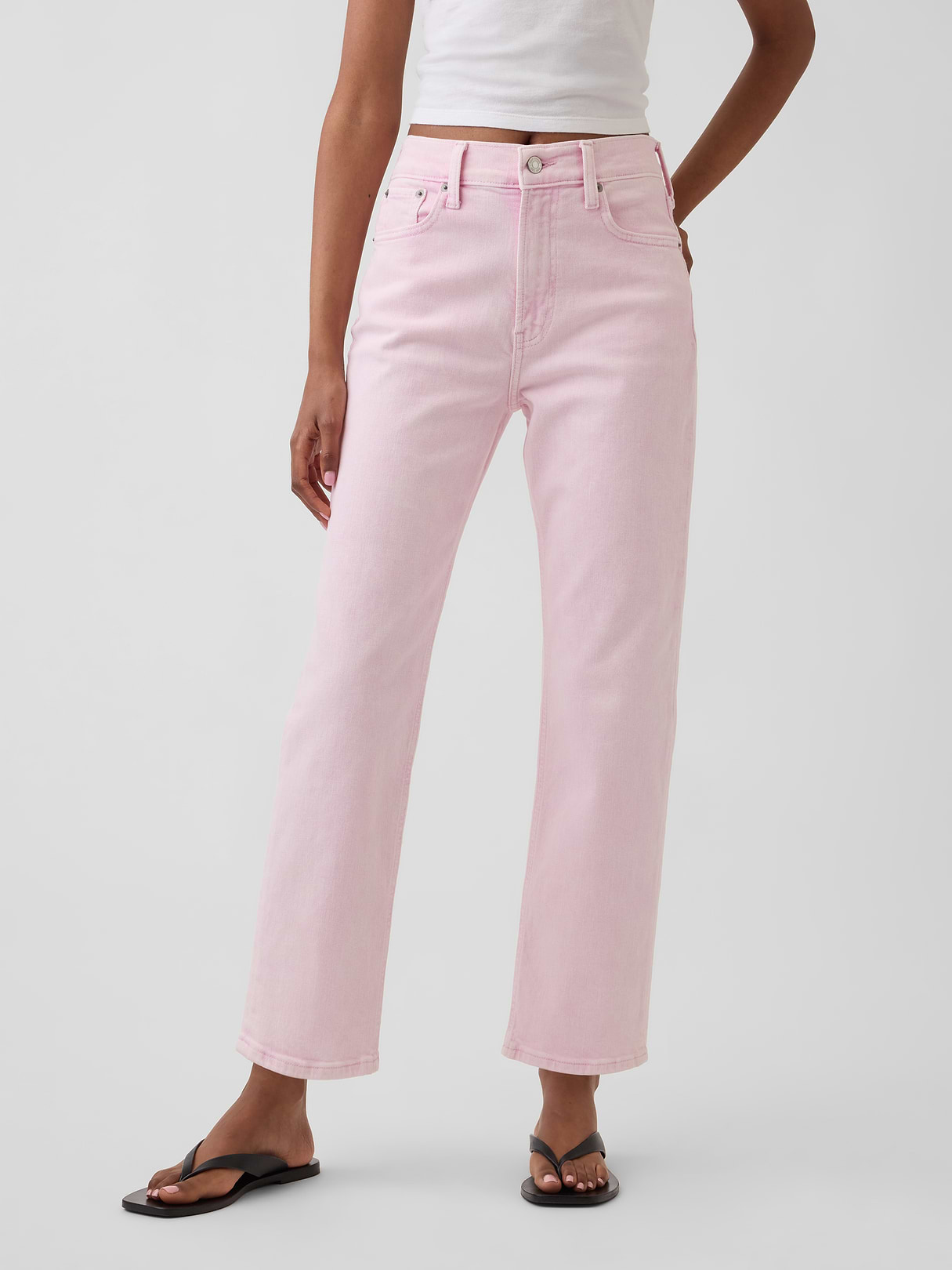 High Rise ’90s Slim Straight Crop Jeans - Cherry blossom pink