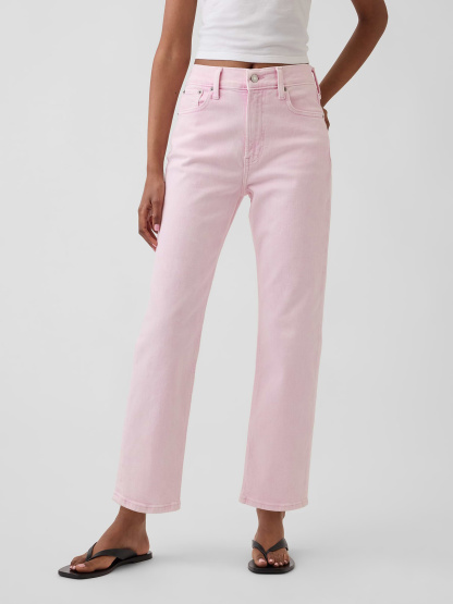 High Rise ’90s Slim Straight Crop Jeans - Cherry blossom pink