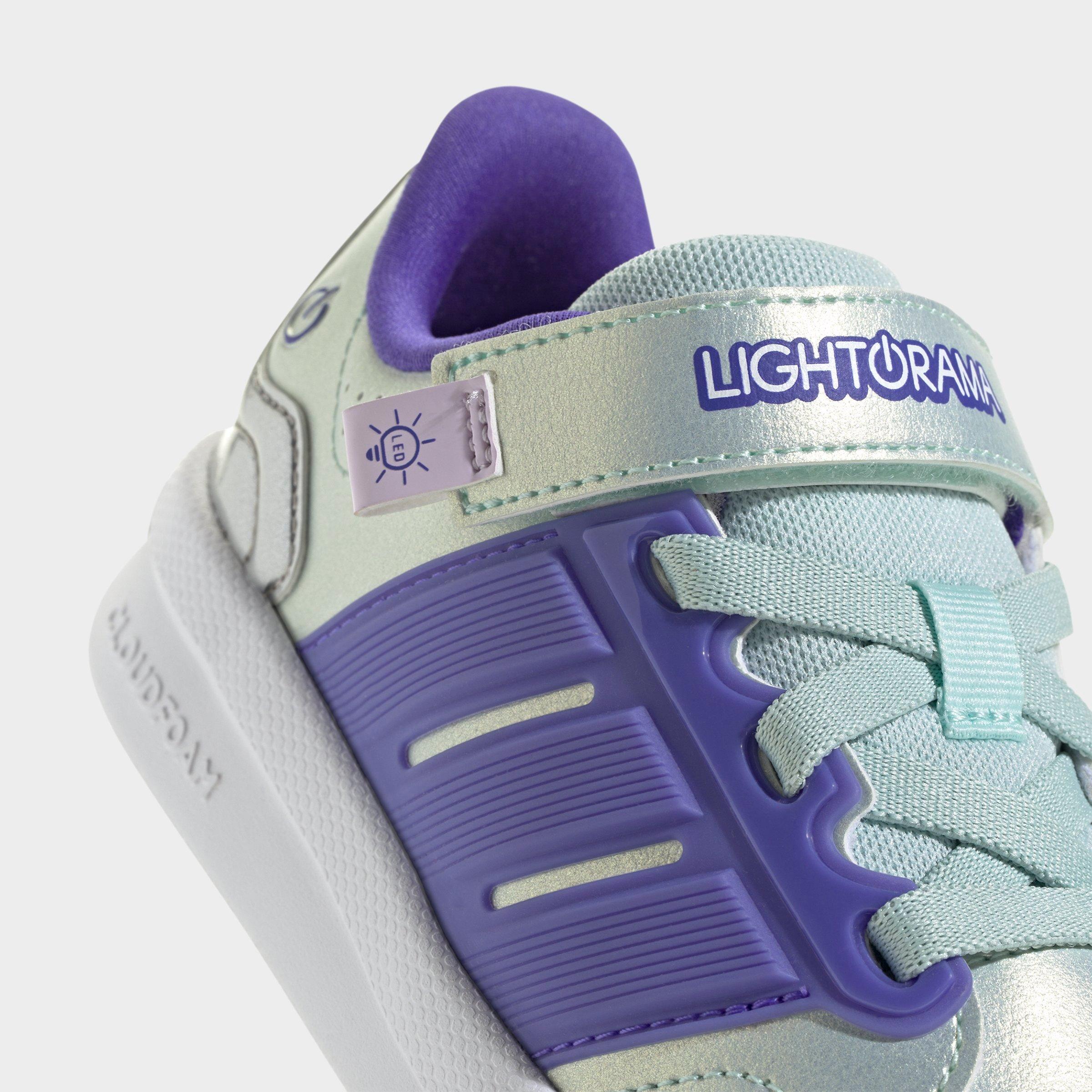 Little Kids' adidas x Minecraft Lightorama Court Stretch Lace Hook-And-Loop Casual Shoes - Halo Mint/Solar Purple/Ice Lavender - Detail shot