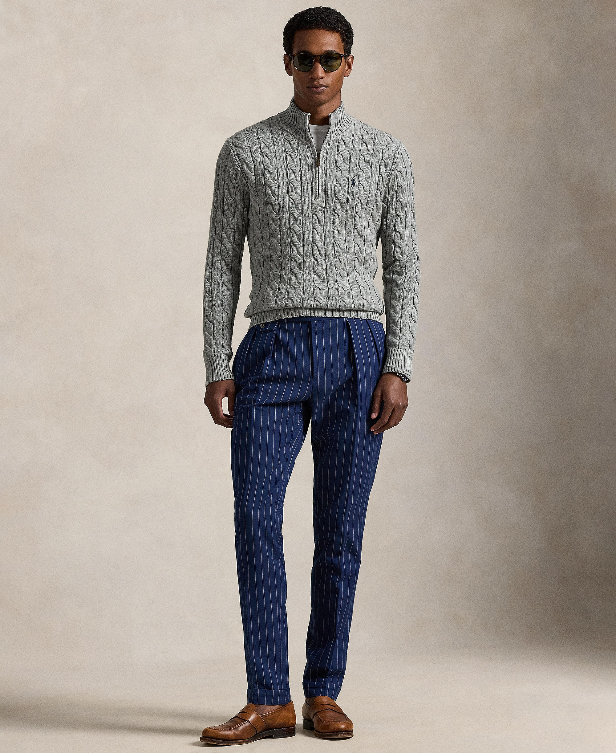 Polo Ralph Lauren Men's Cable-Knit Cotton Sweater - Fawn Gray Heather