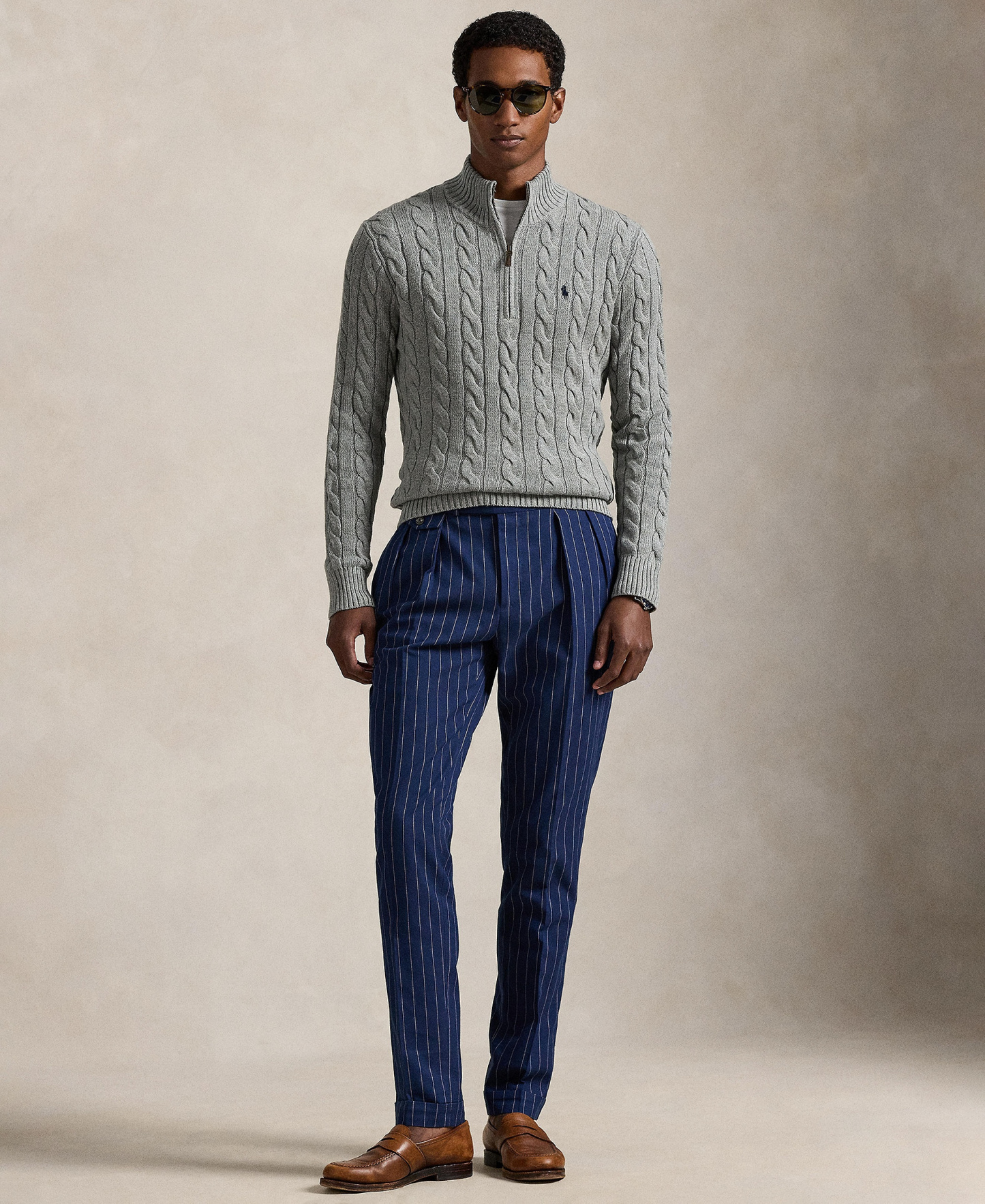 Polo Ralph Lauren Men's Cable-Knit Cotton Sweater - Fawn Gray Heather