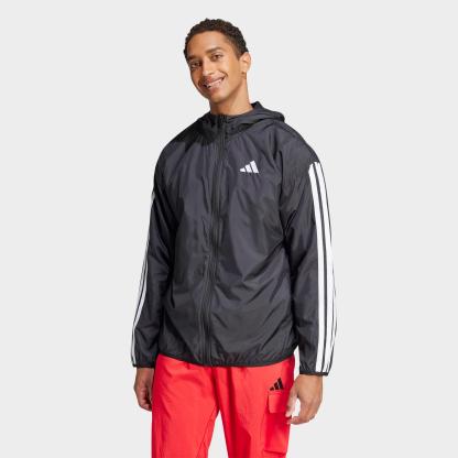 Men's adidas Essentials 3-Stripes Full-Zip Windbreaker Jacket - Black/White