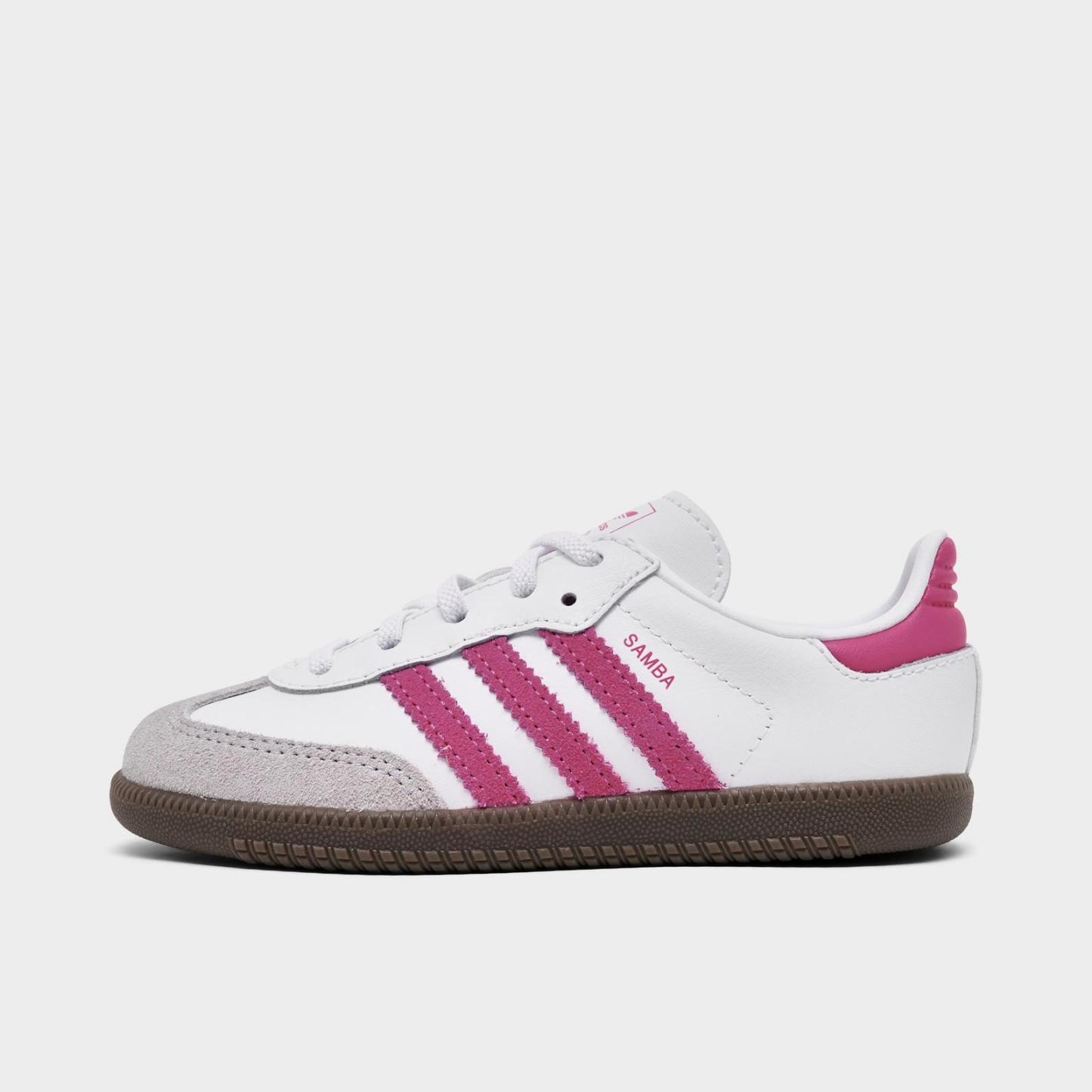 Kids' Toddler adidas Originals Samba OG Stretch Lace Casual Shoes - Footwear White/Real Magenta/Gum - view 1