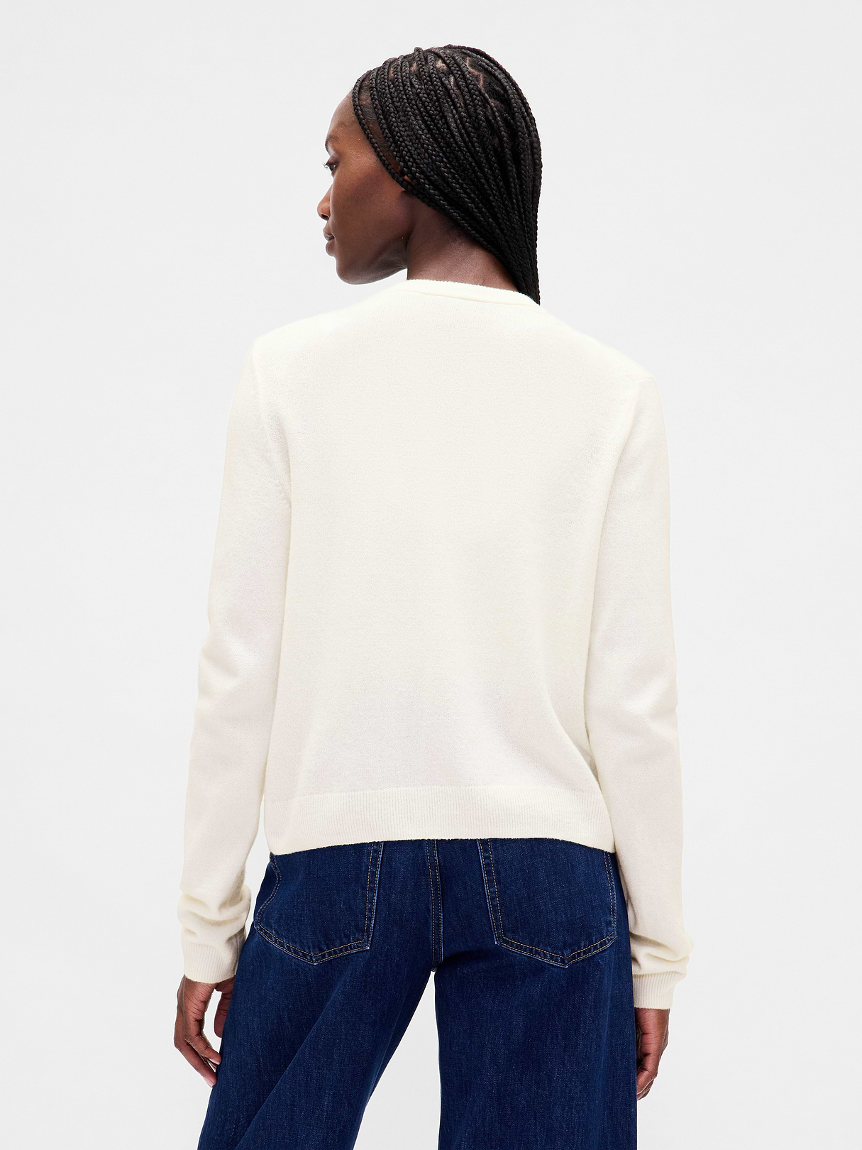 CashSoft Crop Cardigan - Ivory beige frost