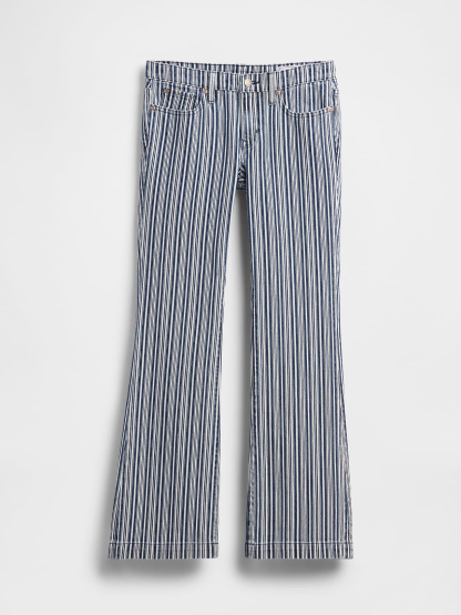 Low Rise Long & Lean Split-Hem Jeans - Blue railroad stripe