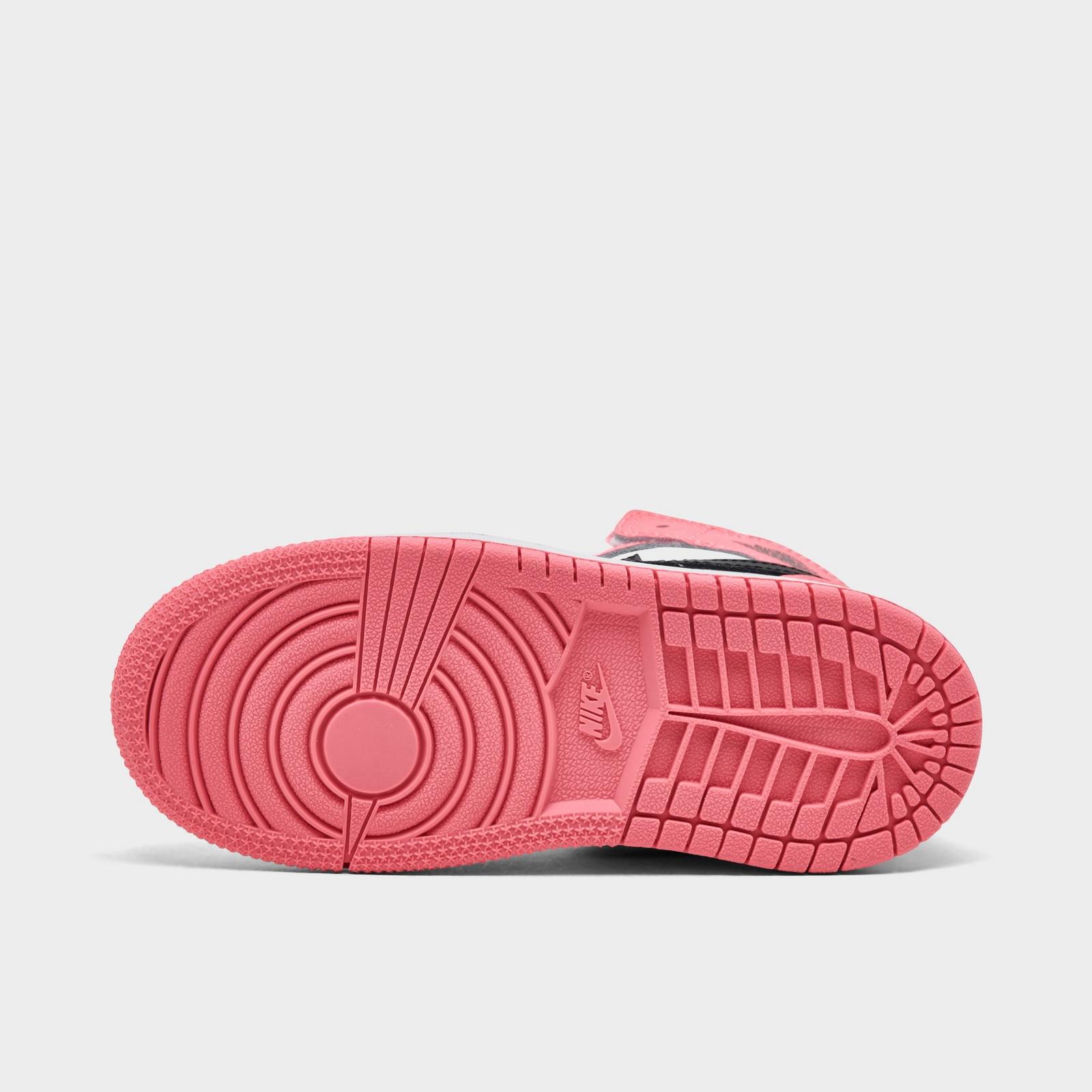 Kids' Toddler Air Jordan Retro 1 Mid Casual Shoes - Pink Gaze/White/Black - view 6