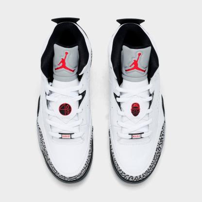 Men's Air Jordan Son of Mars Low Casual Shoes - White/Black/Cement Grey/Gym Red - Left shoe facing left. Outside of the shoe. - view 5