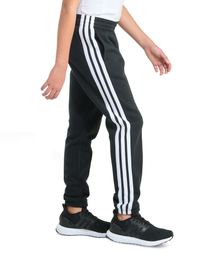 adidas Boys' 8-20 Essential 3-Stripe Fleece Cuffed Jogger Pants - Black