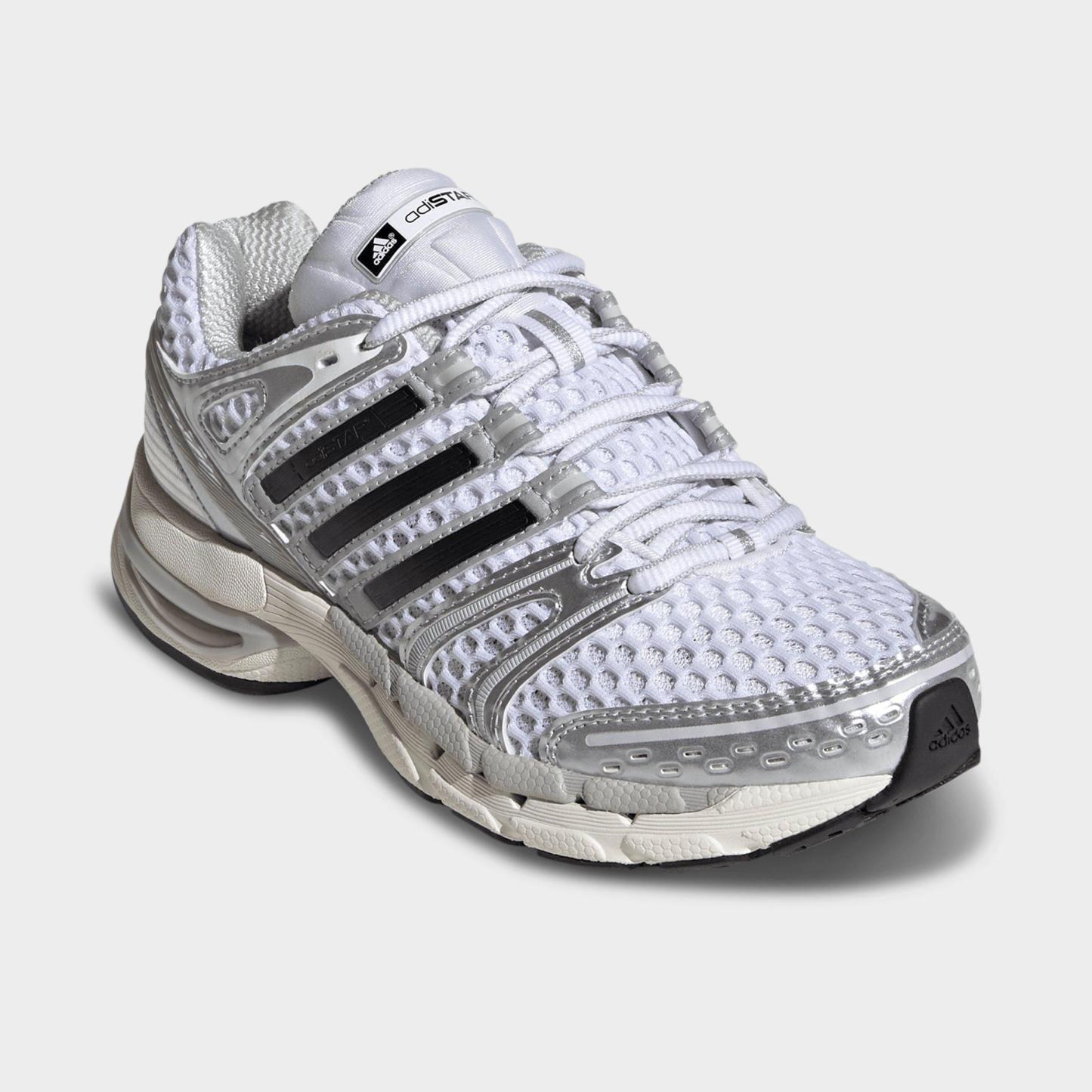 Girls' Big Kids' adidas x Liberty London Adistar Control 5 Casual Shoes - Cloud White/Silver Metallic/Grey One - Both shoes facing left