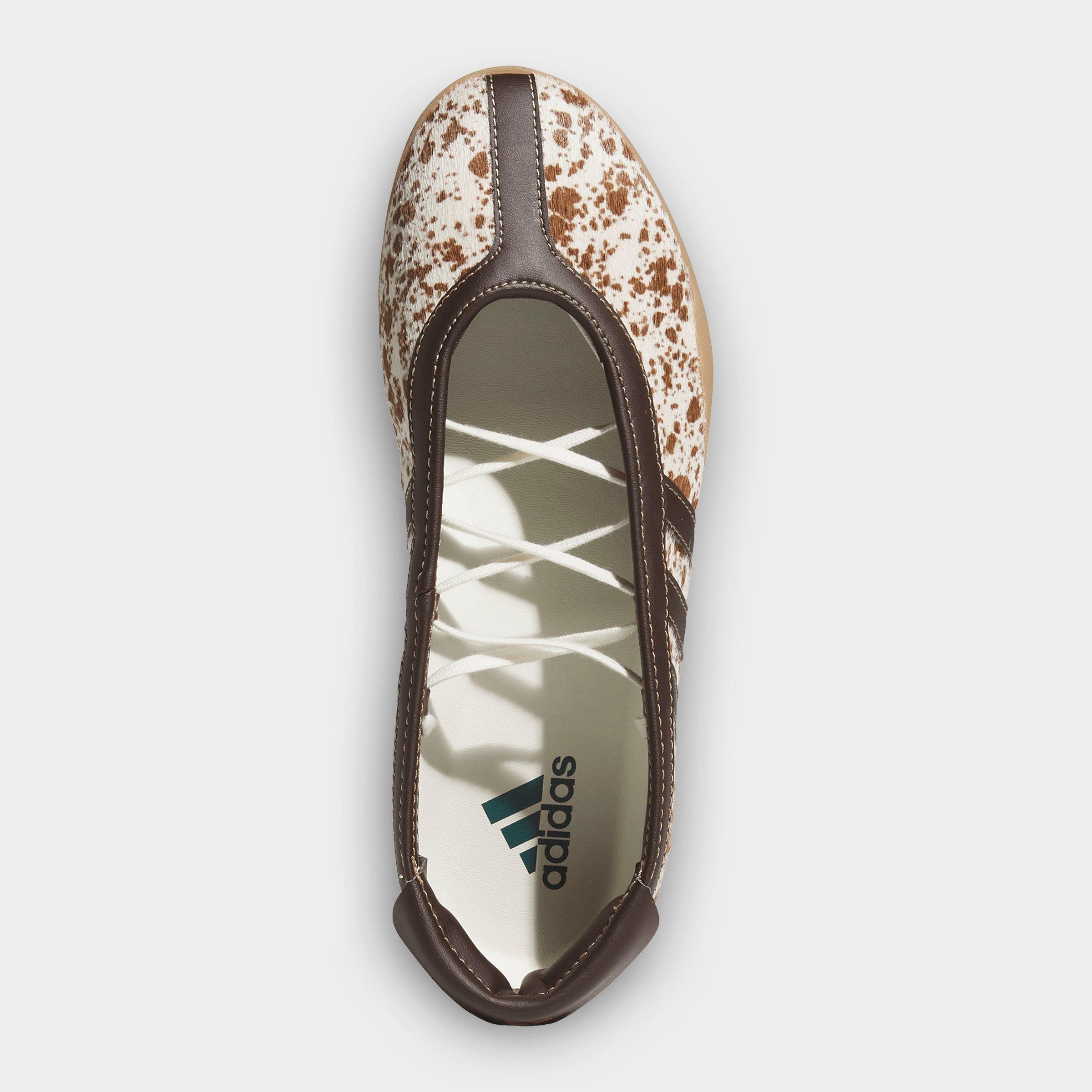 Women's adidas Originals Taekwondo Mei Ballet Casual Shoes - Off White/Dark Brown/Gum - Top view