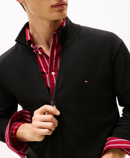 Tommy Hilfiger Men's Essential Zip-Thru Sweater - Black