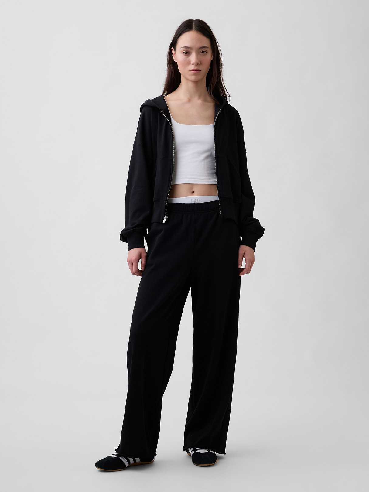 Mid Rise VintageSoft Terry Loose Sweatpants - True black