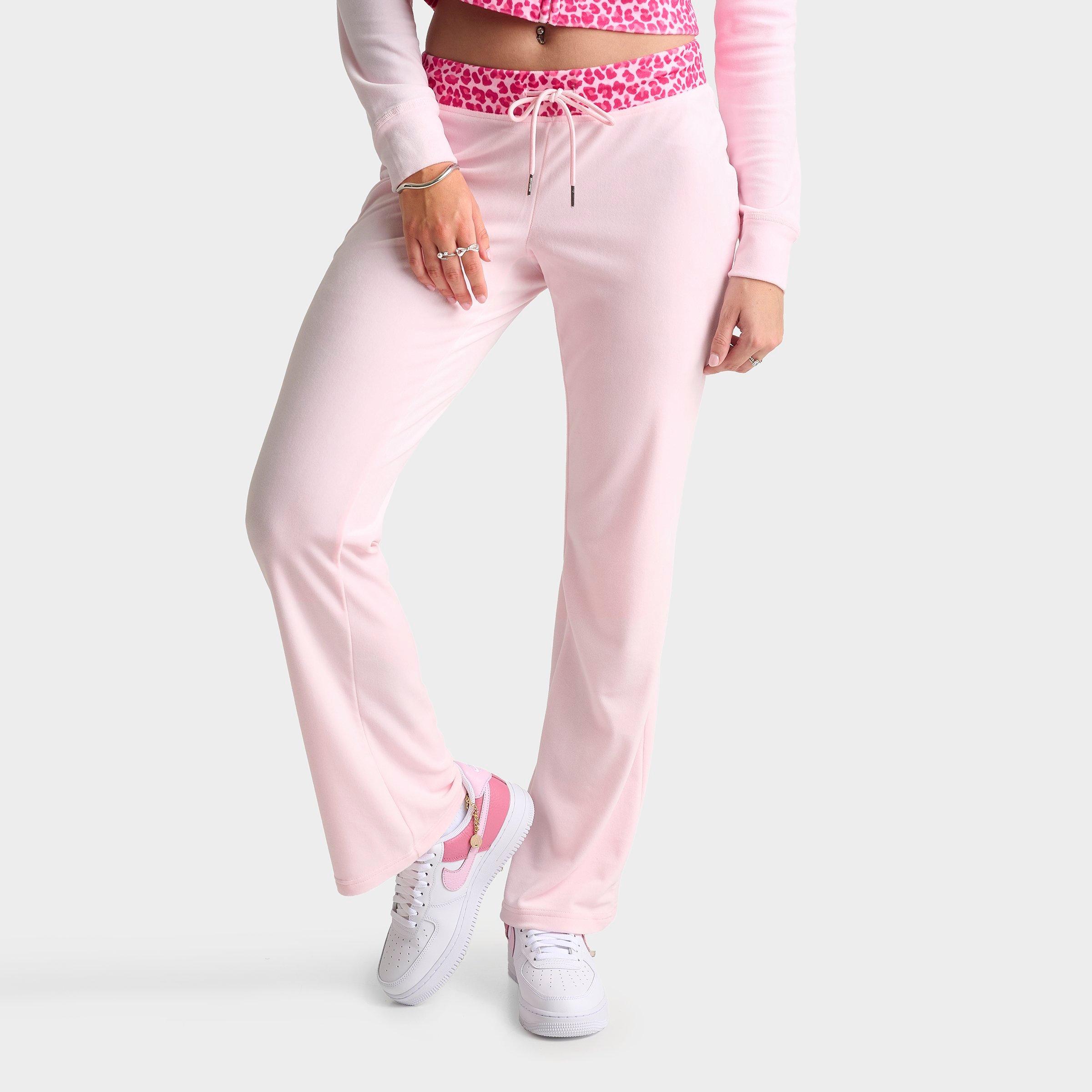 Women's Juicy Couture OG Big Bling Velour Track Pants - Pink/Leopard
