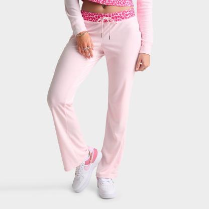 Women's Juicy Couture OG Big Bling Velour Track Pants - Pink/Leopard