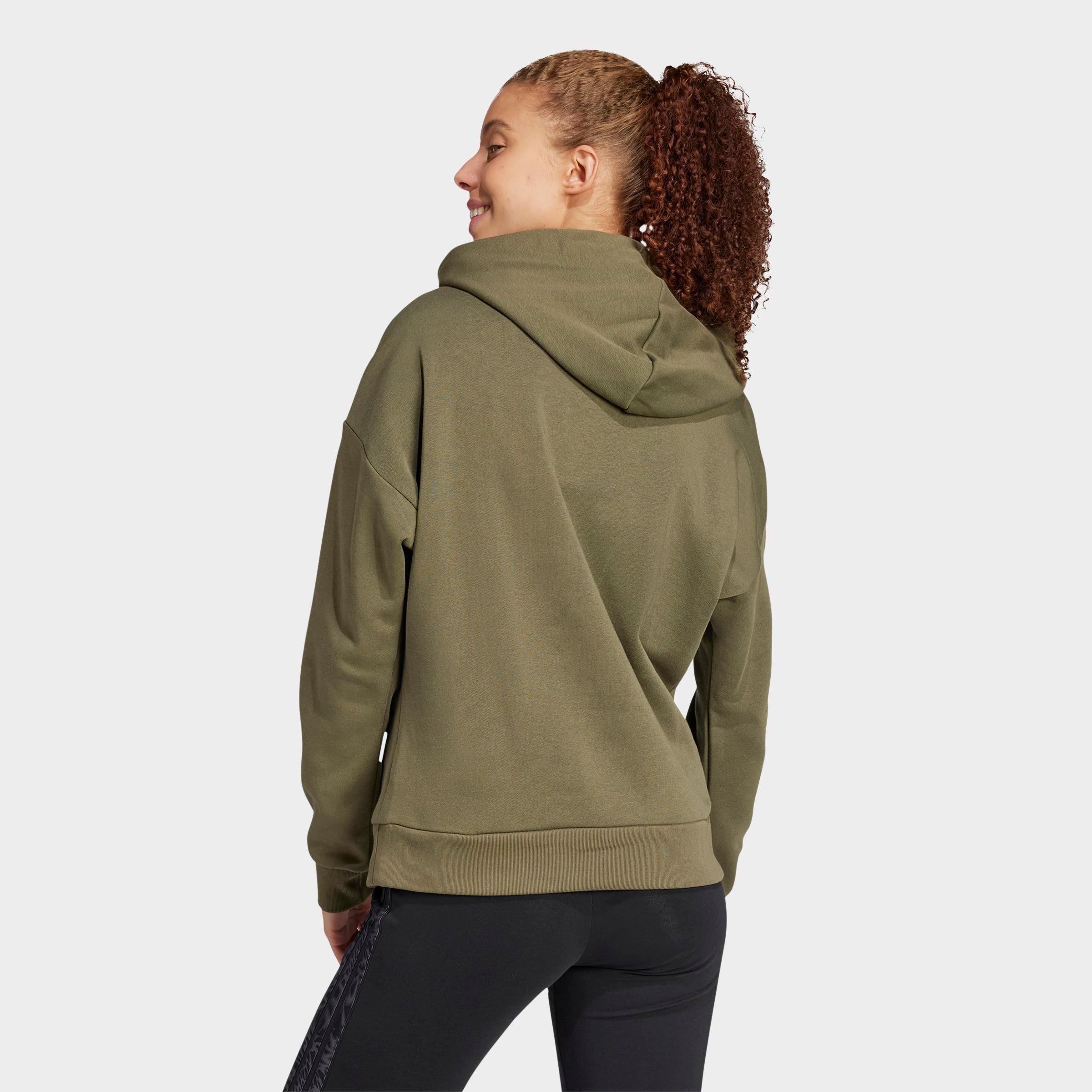 Women's adidas Sportswear Essentials Small Logo Feel Cozy Hoodie - Olive Strata/White
