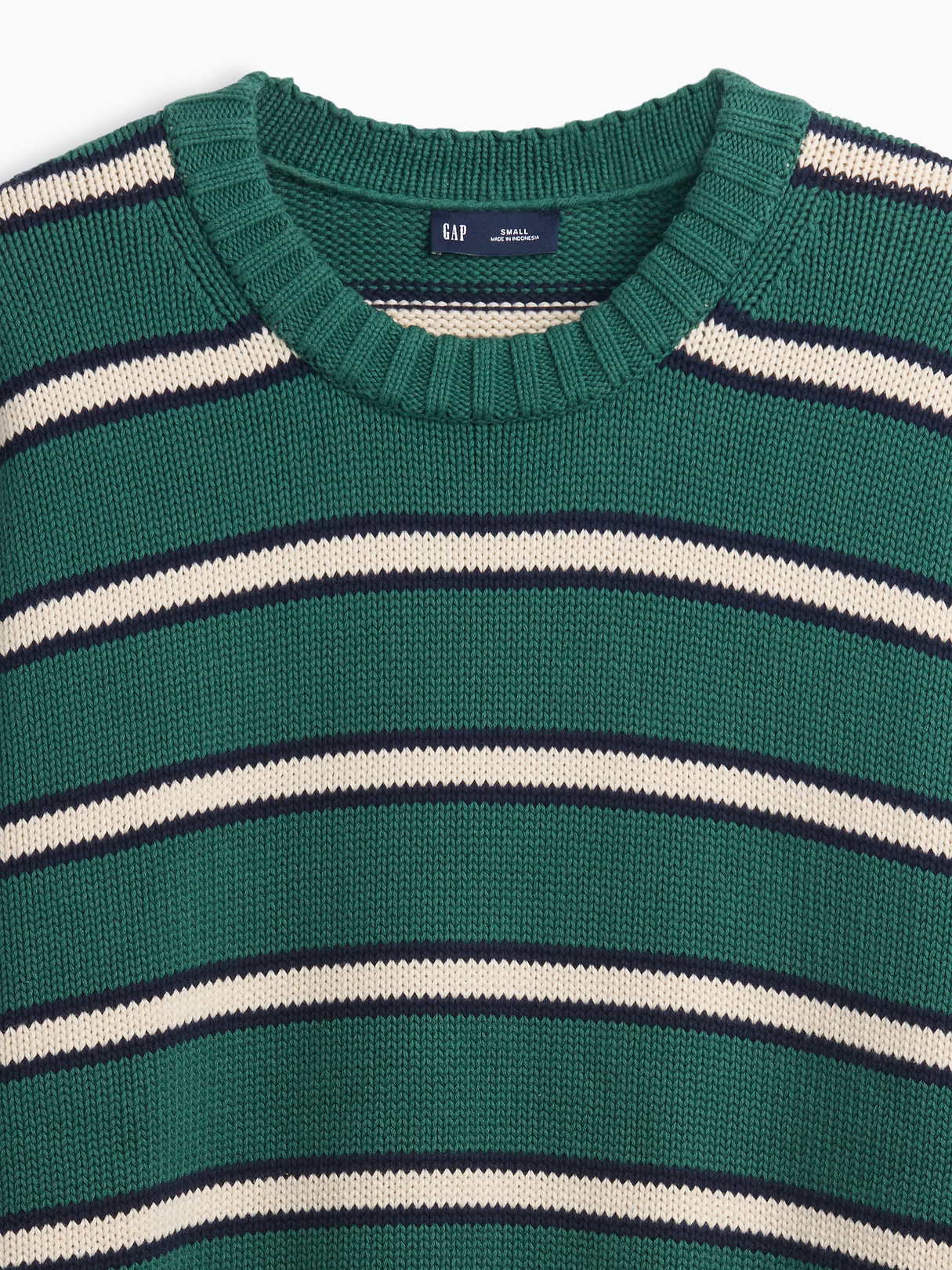 100% Cotton Oversized Sweater - Green stripe