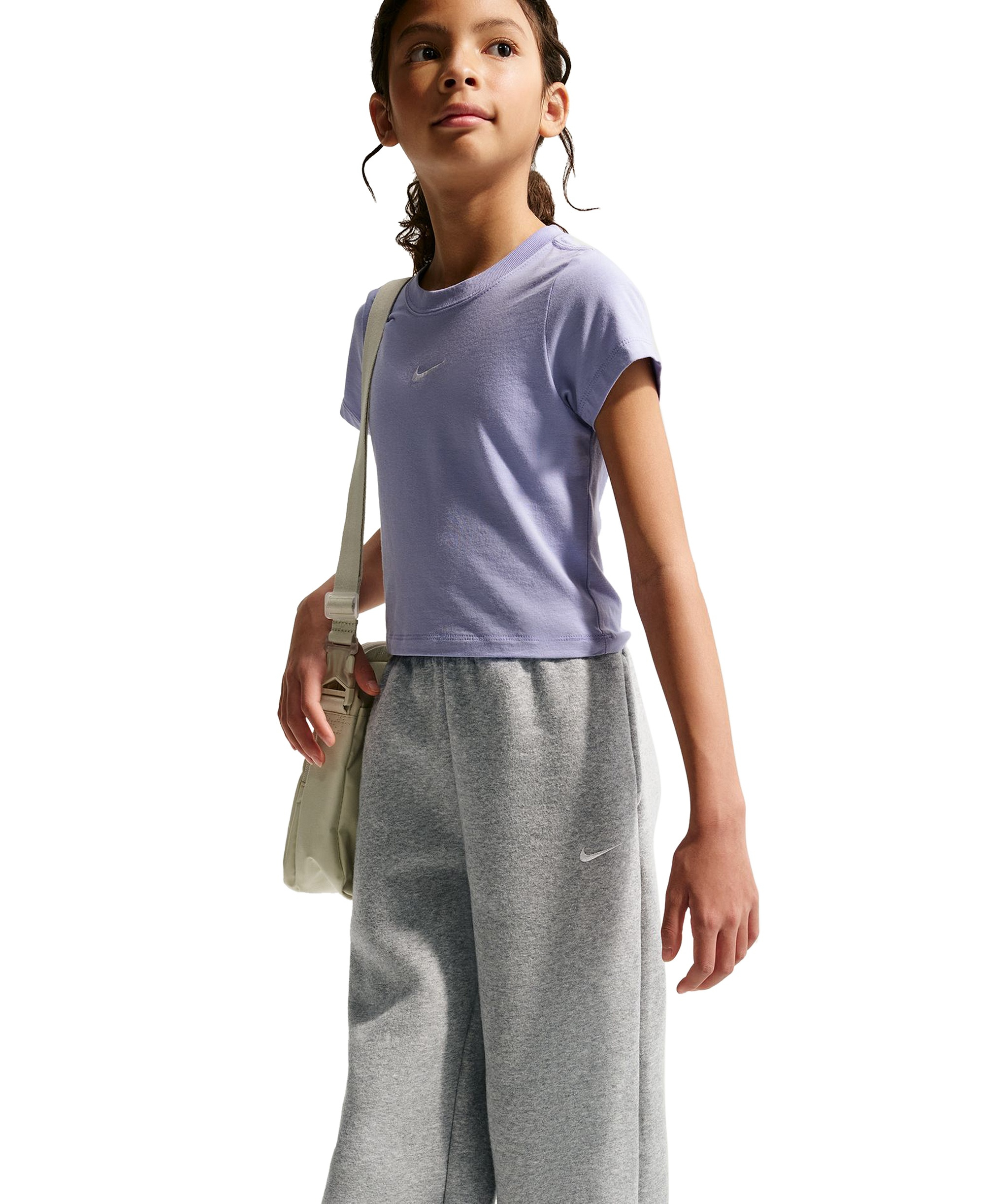 Nike Girls' 7-16 Sportswear Studio Fleece Wide Leg Pants - Dark Gray Heather