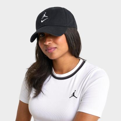 Jordan Stacked Logo Club Strapback Hat - Black/White - view 1