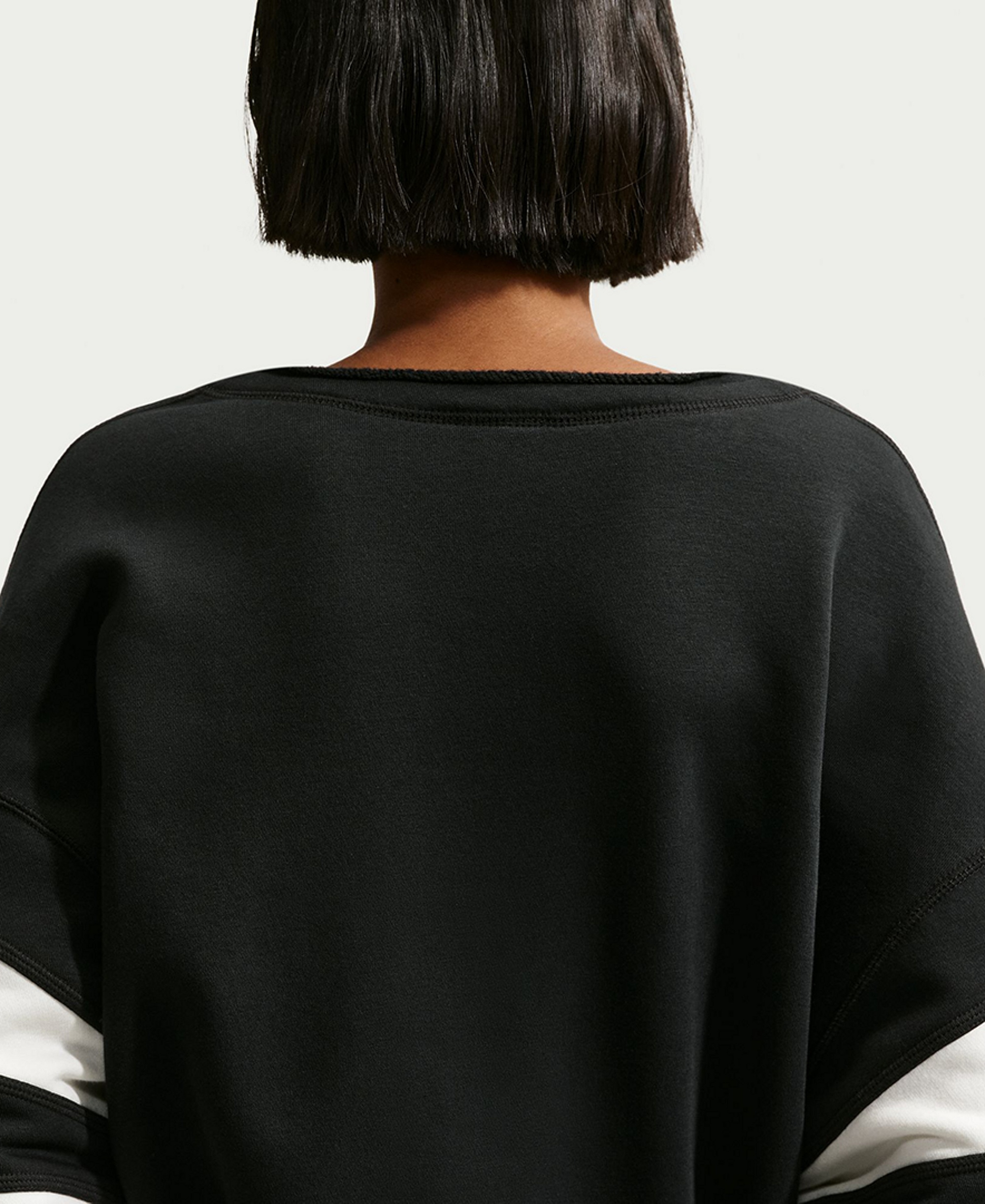 Nike Women's Sportswear Club Fleece Oversized V-Neck Sweatshirt - Black/Sail/Sail