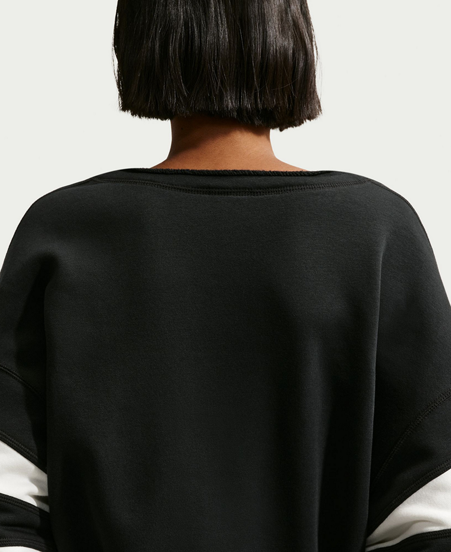 Nike Women's Sportswear Club Fleece Oversized V-Neck Sweatshirt - Black/Sail/Sail