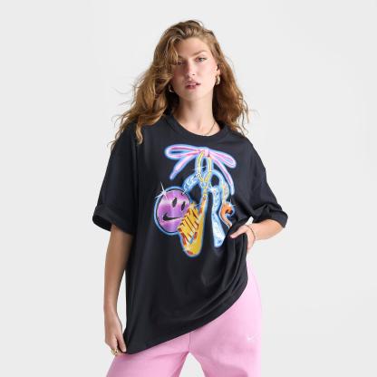Women's Nithtke Sportswear Classic Lace Charm Oversized T-Shirt - Black