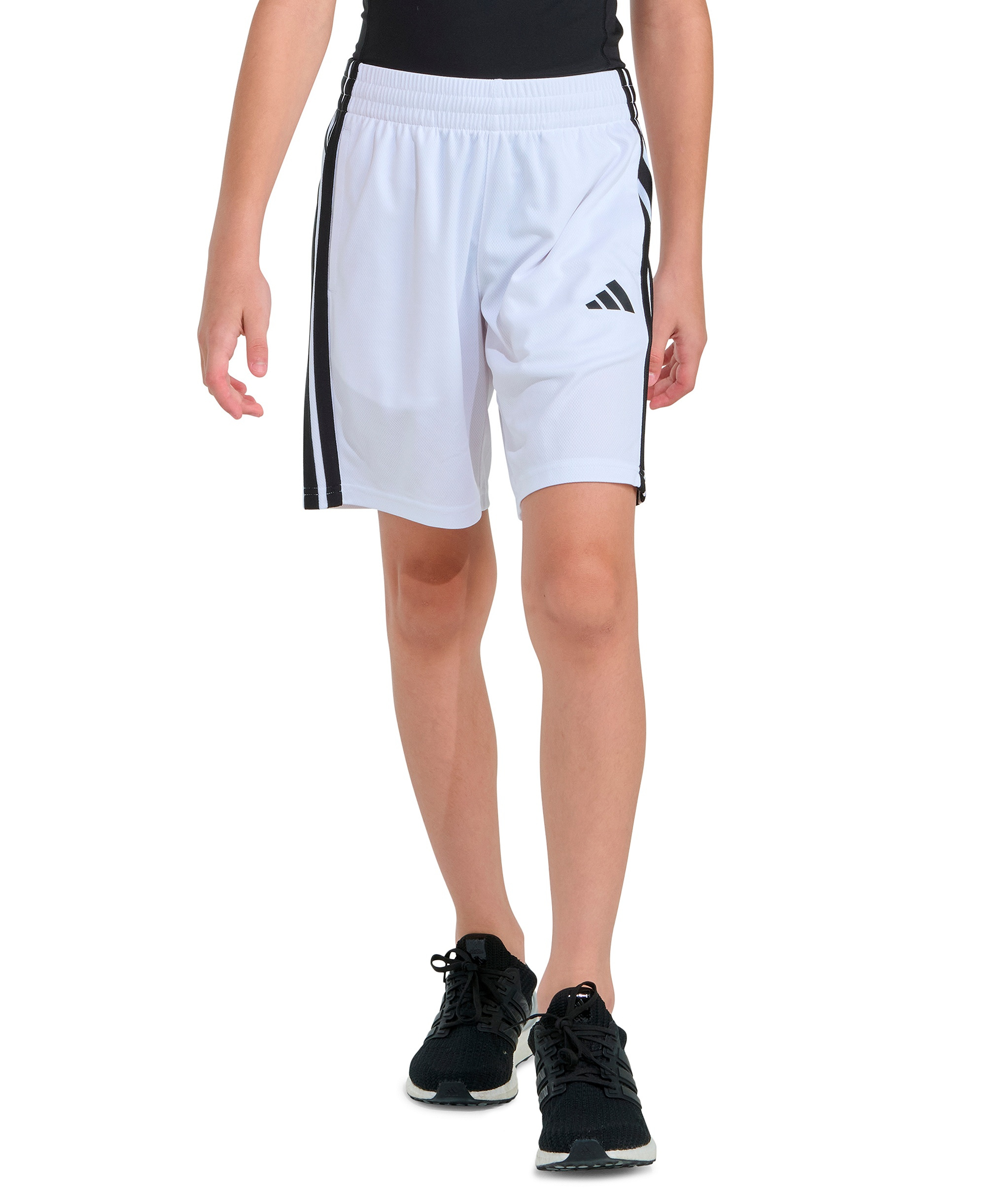 adidas Boys' 8-18 Elastic Waistband Drawcord Shorts - White
