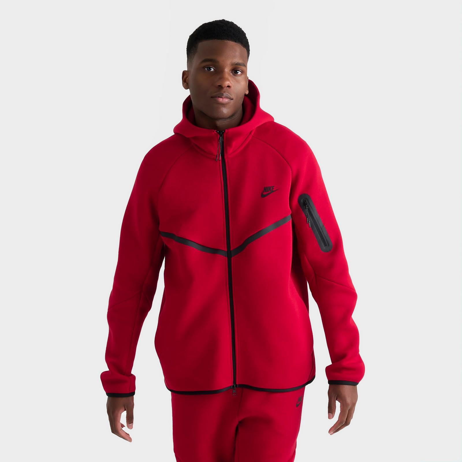 Men's Nike Tech Fleece Windrunner Full-Zip Hoodie - Gym Red/Black