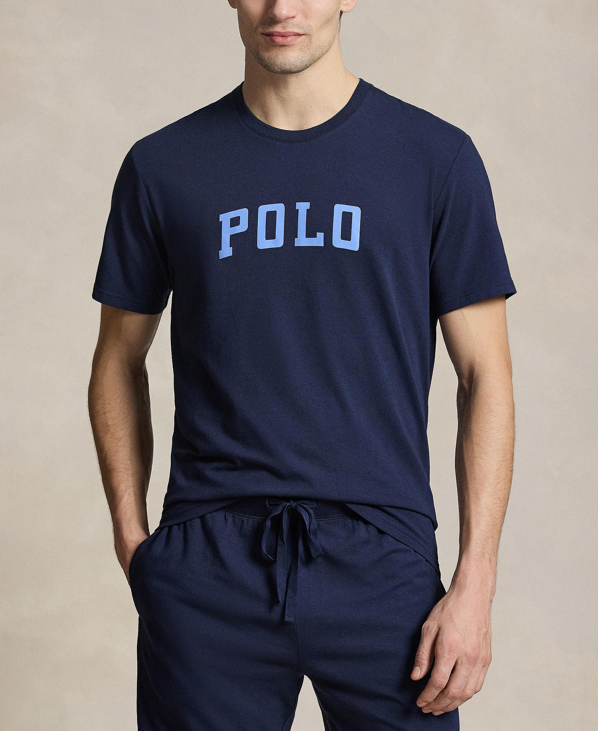 Polo Ralph Lauren Men's Crewneck Pajama T-Shirt - Cruise Navy/Harbor Island Blue Logo