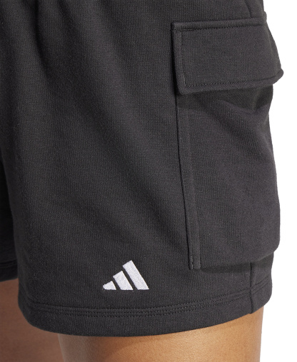 adidas Women's The Essentials Logo French Terry Cargo Shorts - Black/white