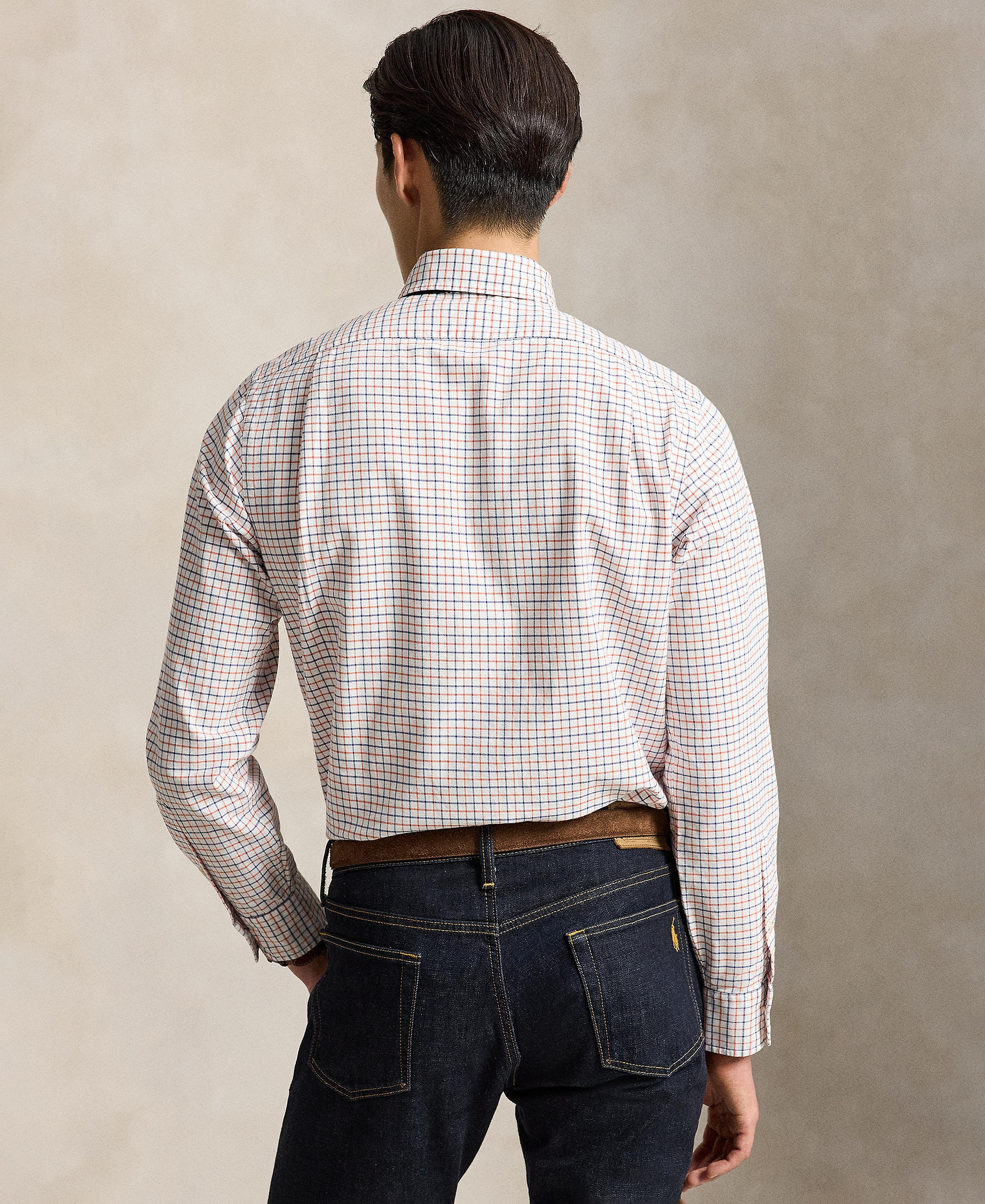 Polo Ralph Lauren Men's Classic-Fit Plaid Brushed Oxford Shirt - White Orange Multi