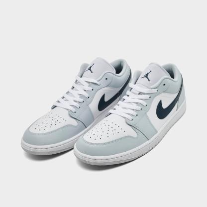 Men's Air Jordan Retro 1 Low Casual Shoes - Aura/White/Squadron Blue - view 2