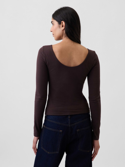 CloseKnit Jersey Scoop-Back T-Shirt - Terra brown