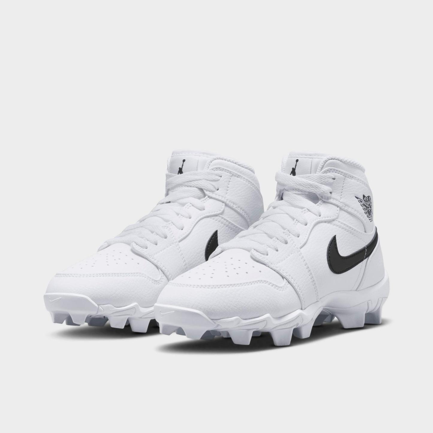 Big Kids' Air Jordan Retro 1 Mid Cleats - White/Black - view 2