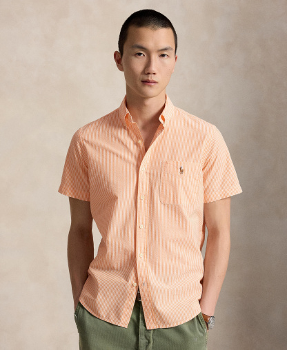 Polo Ralph Lauren Men's RL Prepster Classic-Fit Seersucker Shirt - Classic Peach/White
