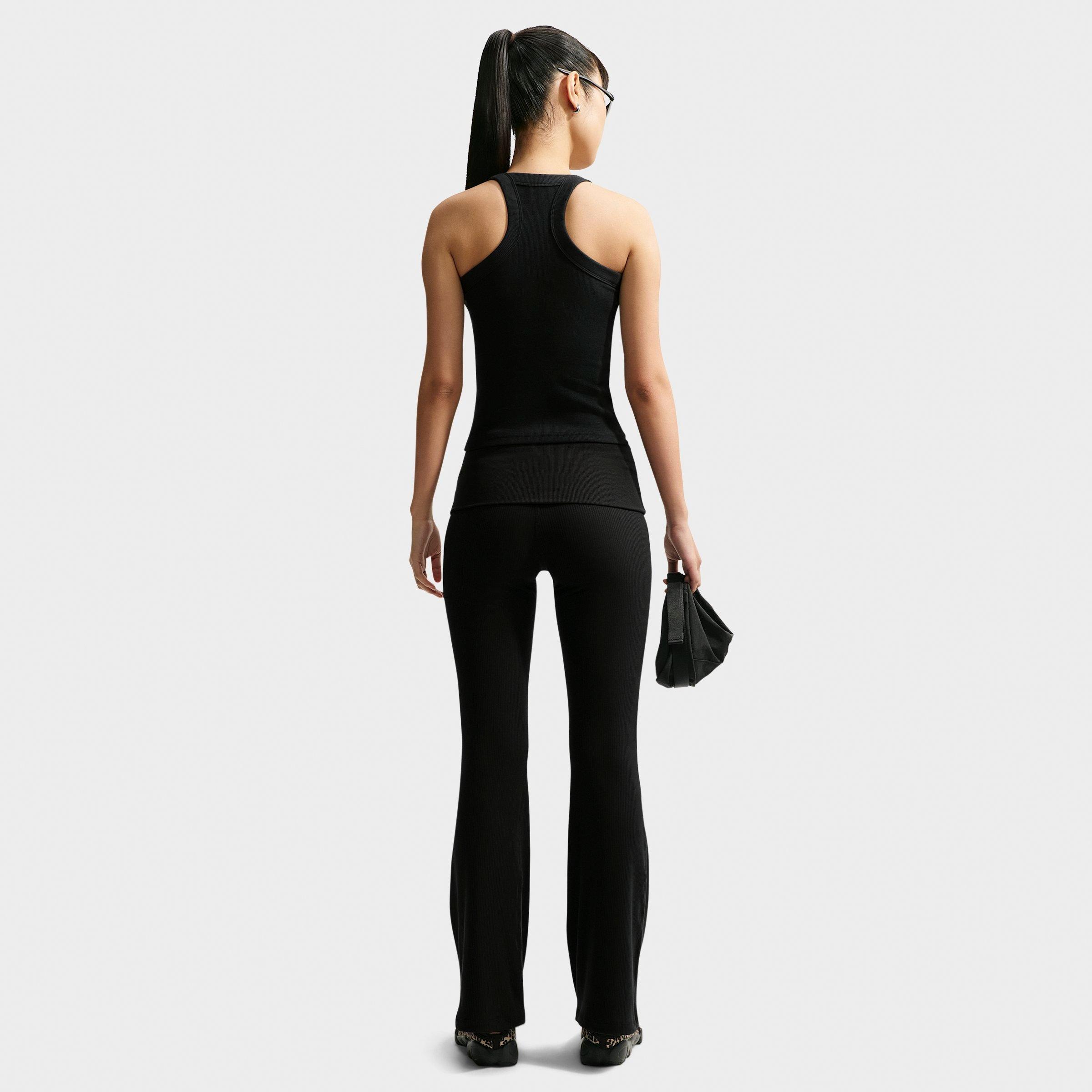 Women's Nithtke Sportswear Chill Knit Mid-Rise Tight Ribbed Pants - Black/White