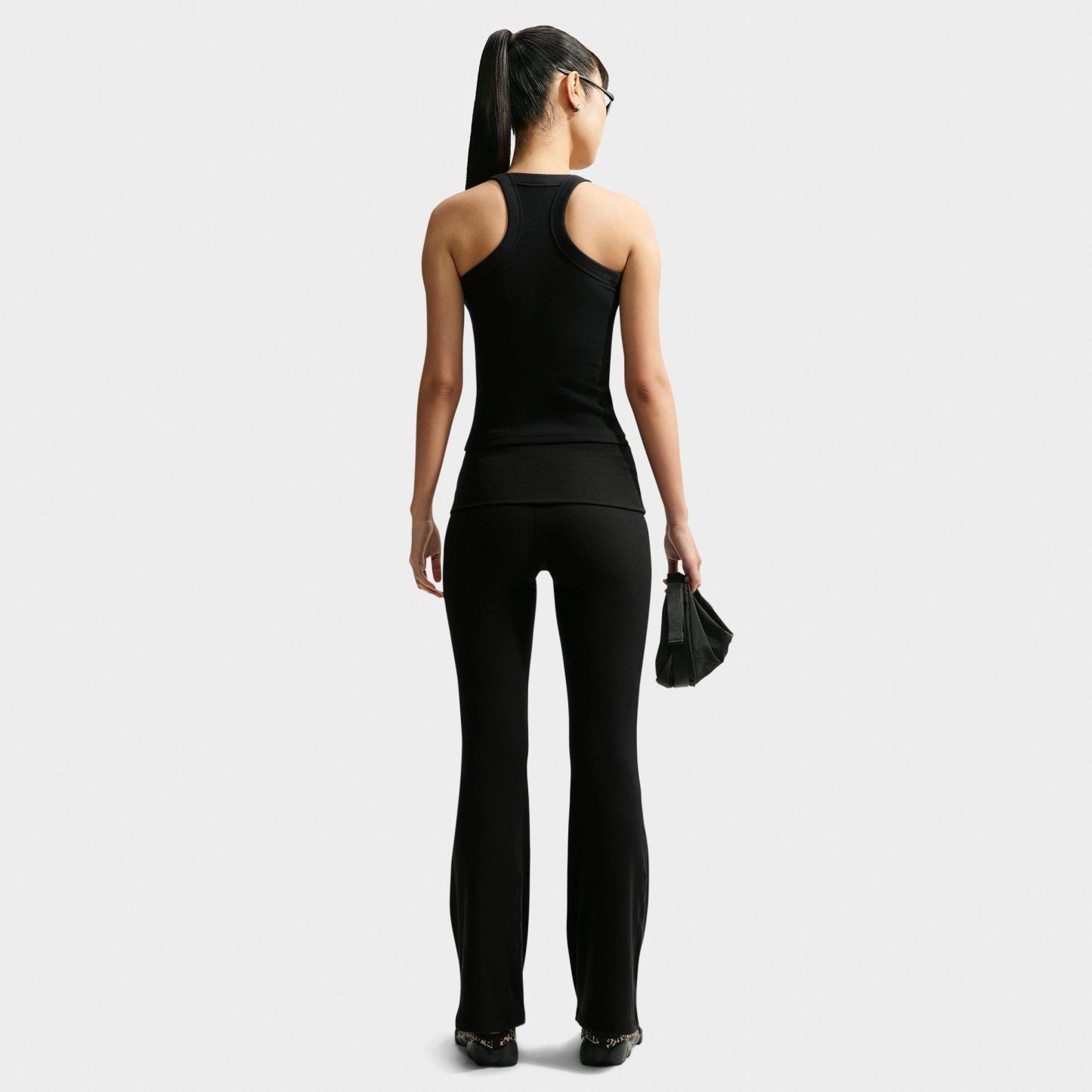 Women's Nithtke Sportswear Chill Knit Mid-Rise Tight Ribbed Pants - Black/White