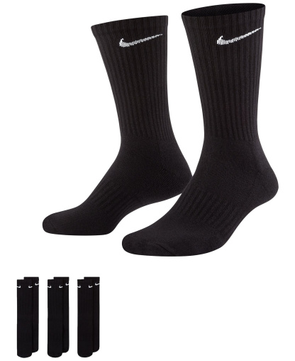 Nike Unisex Everyday Crew Socks, 3-Pack - Black/White