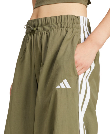 adidas Women's Three Stripe Parachute Pants - Dark Green