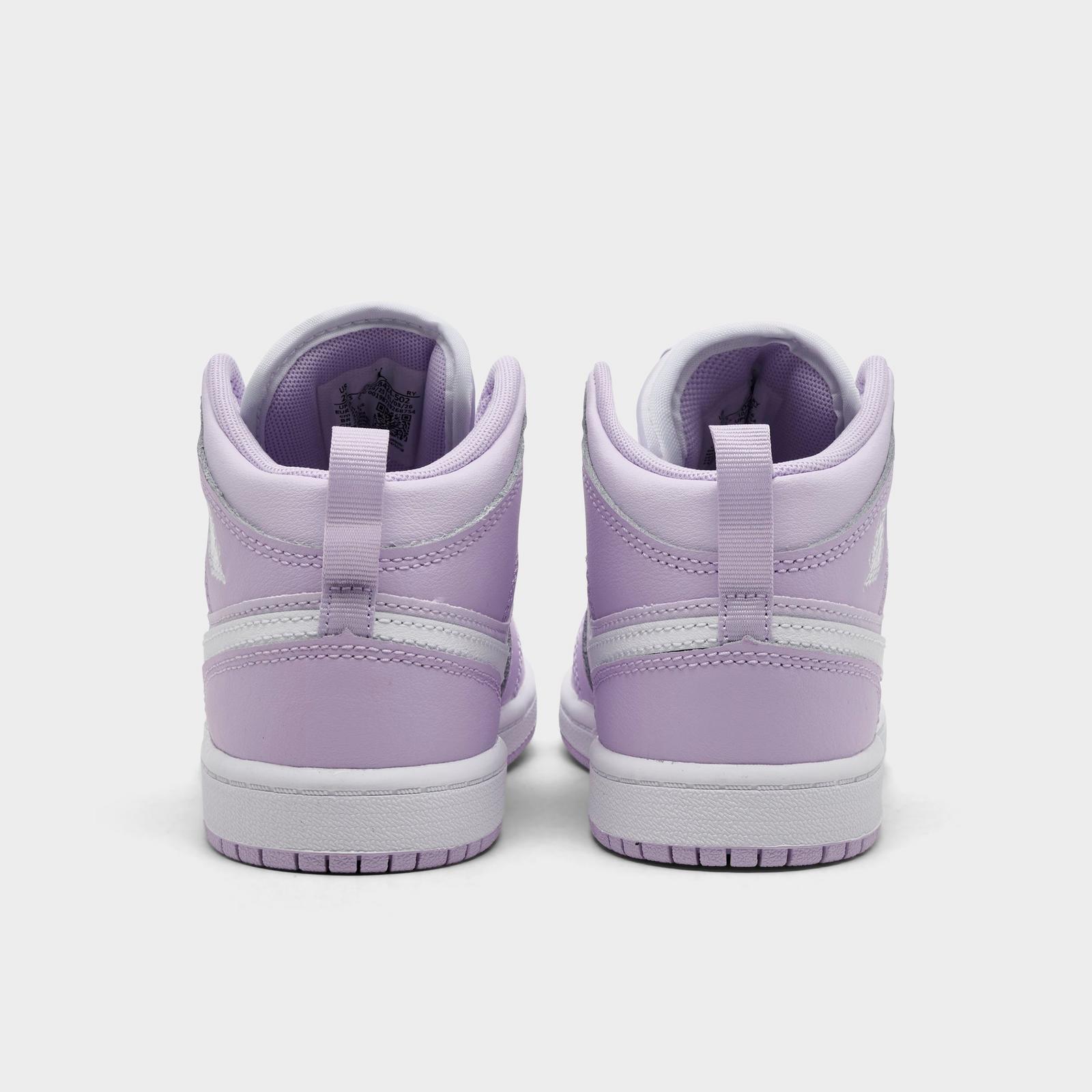 Little Kids' Air Jordan Retro 1 Mid Casual Shoes - Violet Mist/Barely Grape/White - view 4