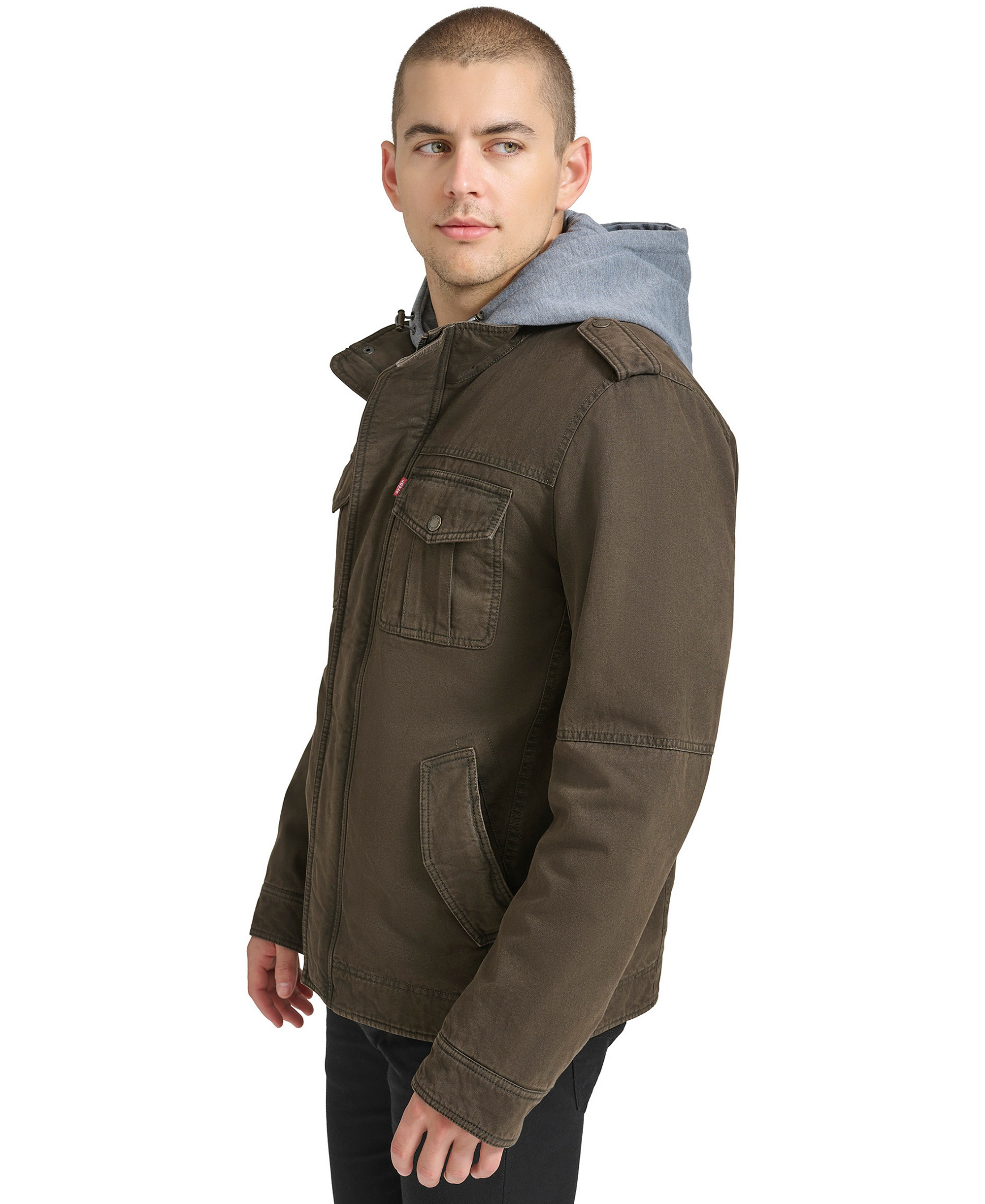 Levi's Men's Two Pocket Hooded Trucker Jacket - Dark Brown