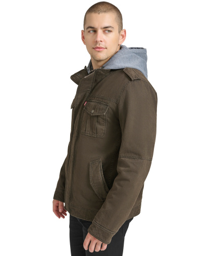 Levi's Men's Two Pocket Hooded Trucker Jacket - Dark Brown