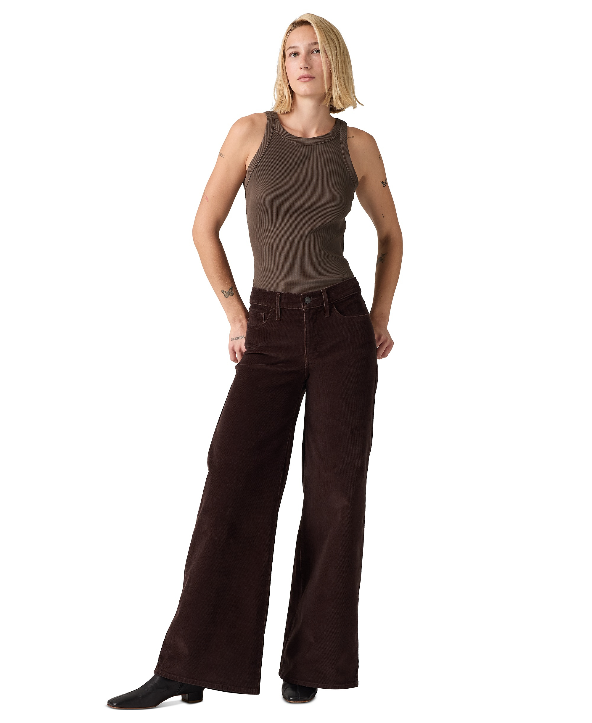 Levi's Women's 318 Shaping Stellar-Stretch Wide-Leg Jeans - Mole/java Twill