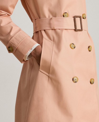 Lauren Ralph Lauren Women's Double-Breasted Belted Trench Coat, Created for Macy's - Pink Rhodonite